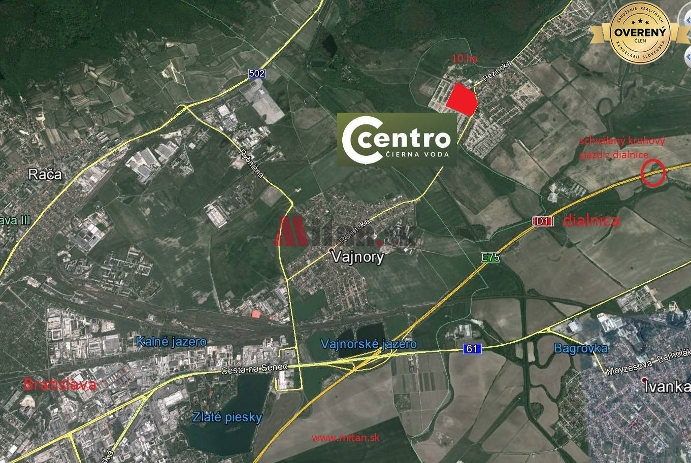 predaj, pozemky pre športový areál, CENTRO Čierna Voda - širšie vzťahy